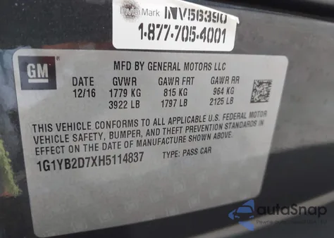 2017 Chevrolet Corvette Stingray from USA, damaged, VIN 1G1YB2D7XH5114837